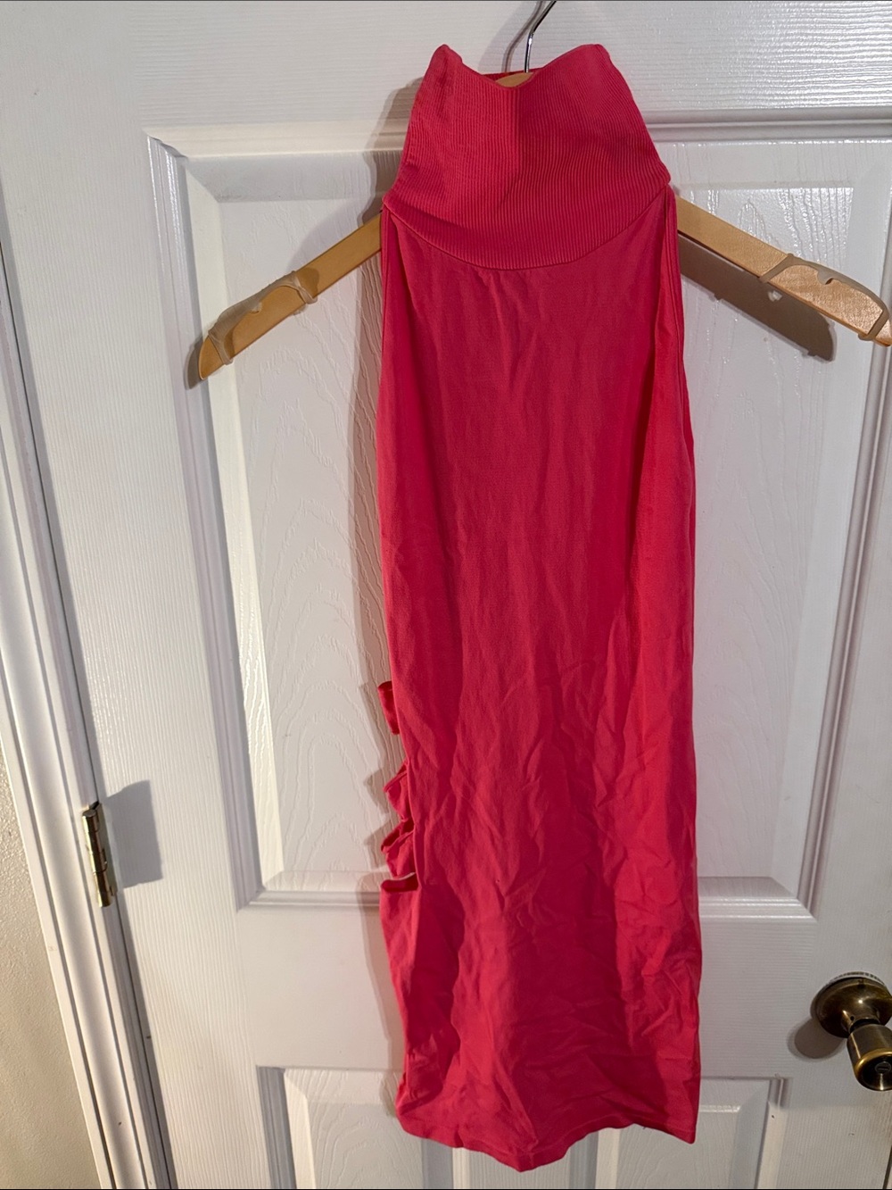 VTG Y2K Bebe mock neck halter cutout mini dress size P/s